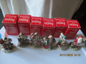 Santa's of the Nations Hand Painted 4.25" Porcelain Figurines Set of 6 w/boxes - Picture 1 of 1