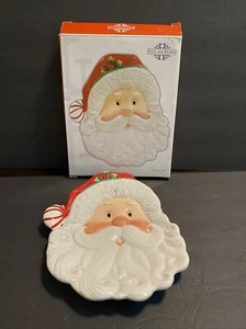 Vintage Fits & Floyd Peppermint Santa Christmas Handcrafted Plate 1in H 8W 10L - Picture 1 of 13
