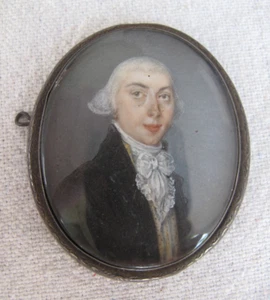 Antique Nobleman's Portrait Brooch mid 18thc. 2" X " 2 1/4" - Picture 1 of 9