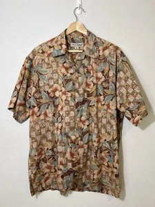 Tori Richard Hibiscus Floral Palm Tree Pink Hawaiian Shirt Mens M Short Sleeve - Picture 1 of 9