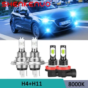 For Mazda 2 2011 2012 2013 2014 8000K LED Headlight Hi/Lo Fog Light Bulbs Blue - Picture 1 of 12