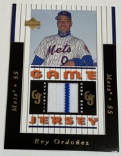 1997 Upper Deck GAME JERSEY Rey Ordonez #GJ3! NY Mets! 1st Jersey Card! RARE!