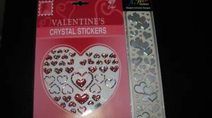 Lot 2 Crystals Heart decal Sticker DIY kit cute PLUS CLASS A PEEL STICKERS - Picture 1 of 3