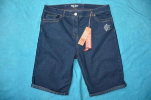 RIVERS Size 18 Blue Denim SHORTS Leg Cuff Jean Style rrp$49.95 NEW Stretch Denim - Bild 1 von 1
