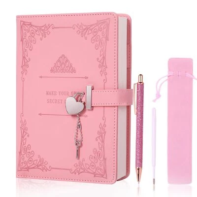 Leather Journal Travel Diary with Heart Shaped Lock, Key and Pen for Girls Women - Image 1 of 4