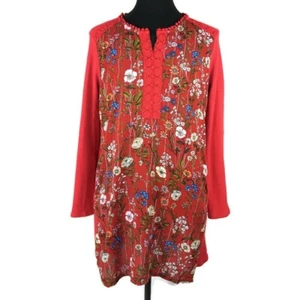 Vestido Suzanne Betro Rojo Estampado Floral Frontal Encaje Borde Manga Campana Para Mujer 1X Nuevo con Etiquetas - Imagen 1 de 10
