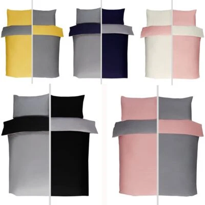 Tinta Unita Piumino Reversibile Copripiumino Set Letto Con Federe IN 3 Taglie - Immagine 1 di 2