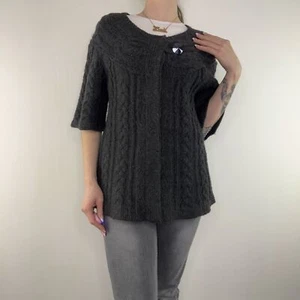 Y2K vintage 3/4 sleeve knit jumper cable archive avant garde cardigan grunge - Picture 1 of 9
