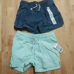 Jumping Beans Shorts Girls Size 4 Denim And Green Elastic Waistband Set Of 2 NWT - Picture 1 of 2