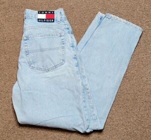 Tommy Hilfiger Jeans Mens 31x32 Blue Denim Big Flag Logo Straight Retro Vintage