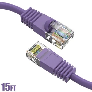 15FT Cat5E Network LAN Ethernet Modem Molded Snagless Patch Booted Cable Purple - Picture 1 of 4