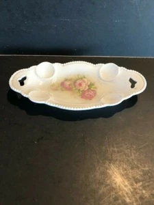 Bandeja para baratijas pequeña y antigua de rosas de China de hueso victoriano - Imagen 1 de 4