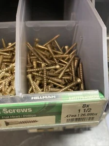 #8 Tornillos de madera de latón liso de cabeza plana de 1" Phillips Drive Qty 100 - Imagen 1 de 1