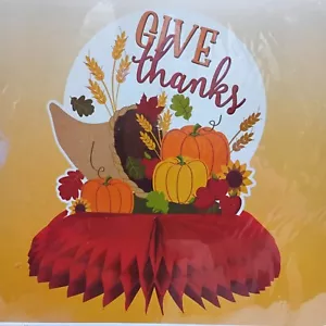 Centro de mesa de calabaza Cornucopia de papel de acción de gracias panal de 10" de diámetro - Imagen 1 de 3