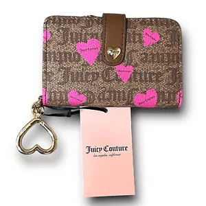 Juicy Couture Pink Heart Chestnut Chino Follow Your Heart Tab Card Wallet NWT - Picture 1 of 6