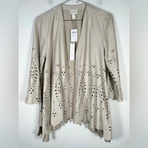 Chaqueta corta Chico’s para mujer nueva con etiquetas talla 1 (mediana) imitación gamuza tallada - Imagen 1 de 7
