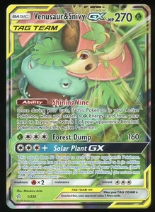 Pokemon TCG Venusaur & Snivy GX Full Art Holo Ultra Rare 1/236 Cosmic Eclipse NM - Picture 1 of 2