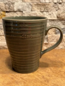 Starbucks 2009 Design House Stockholm 12 oz Keramiktasse gerippt sicher olivgrün - Bild 1 von 10