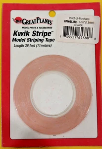 GREAT PLANES KWIK STRIPE ~NIP!~36 FEET - PN #GPMQ1380 1/16" ORANGE - Picture 1 of 3