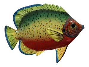 Decoración de pared de baño de vida marina Tiki peces tropicales grandes de 12 pulgadas espalda verde 12TFW02 - Imagen 1 de 1