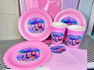 Kit 37 Pz HUNTRIX Addobbi Festa Piatti Bicchieri Tovaglia Personalizzato - Foto 1 di 5