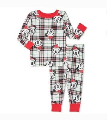 Disney Santa Mickey Mouse Juego de pijamas de vacaciones para niños y niñas pequeños 3t Foto 1 de 3