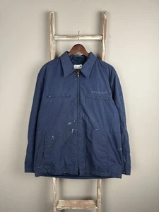 Vintage 90s US Navy USN Deck Utility Blue Zip Jacket size Large - Picture 1 of 9