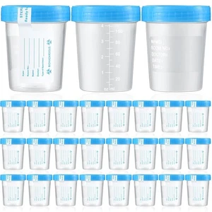 25 Pcs 200 Urine Specimen Cups with Lids and Evident Seal Blue - Picture 1 of 7