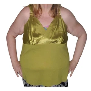 Lane Bryant Size 14/16 Green Satin Bodice Tank with Rhinestone Strap Detail - Picture 1 of 7