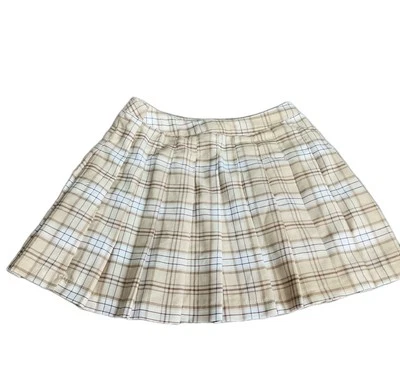 Falda plisada a cuadros beige Forever 21 talla S mini colegiala uniforme Y2K de colección Foto 1 de 4