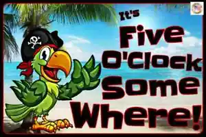 5 Uhr irgendwo! ALLWETTER BLECHSCHILD 8X12 TIKI BAR STRAND MANN HÖHLE LUAU - Bild 1 von 1