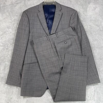 Conjunto de traje de lujo Indochino de 2 piezas para hombre 38S 36x27 gris lana a cuadros de un solo pecho Foto 1 de 4