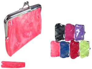 6 Pack Women Kid Clear Plastic Lace Wallet Coin Change Key Case Bag Purse Pouch - Picture 1 of 2