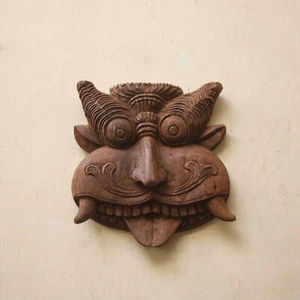 Evil Eye Protector Statue Wooden Yali Dragon Sculpture Wall Hanging Home Decor - Picture 1 of 5