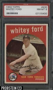 1959 Topps Whitey Ford New York Yankees HOFer Baseball #430 PSA 8 DEAD CENTERED