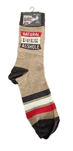 Blue Q Crew Socks Men's Shoe Size 7-12 Natural Born A**hole - Brown Gag Gift - Picture 1 of 4