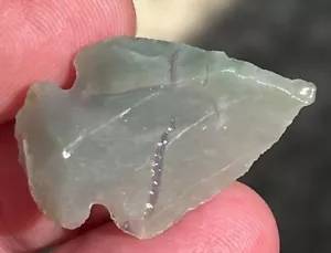 Ohio Corner Notch Flint Knapped Arrowhead, 1 1/4", Greyish, From estate - Picture 1 of 3