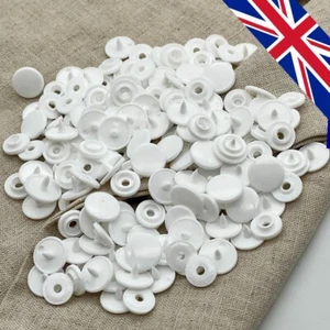 KAM Plastic Snap Button Fasteners Poppers Press Studs T3 Glossy White 50 pcs - Picture 1 of 3