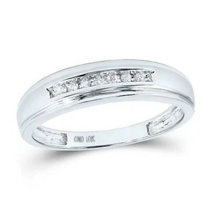 10kt Oro Blanco 1/10CT-DIA MODA HOMBRE BANDA - Imagen 1 de 1