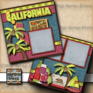 CALIFORNIA ~ travel 2 premade scrapbook pages paper piecing digiscrap #A0233 - Picture 1 of 4