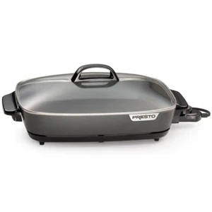 slimline electric skillet | presto glass with black cover new national lid ind - Picture 1 of 12