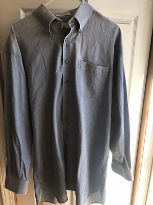 Camisa de vestir para hombre John W. Nordstrom azul claro con botones 100 % algodón 17-34 Foto 1 de 4