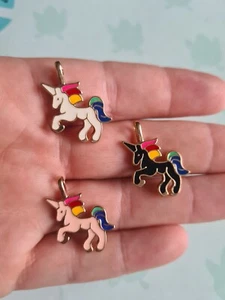 Einhorn Regenbogen Emaille Charms, 24 x 22 mm, goldfarben, Fundstücke, UK-Verkäufer - Bild 1 von 11