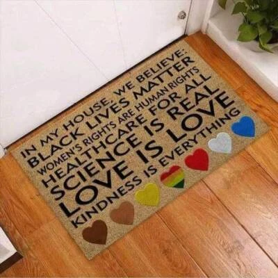 Ally Gift Lgbt Support In This House We Believe Doormat Black Lives Matter Doorm - Image 1 of 4