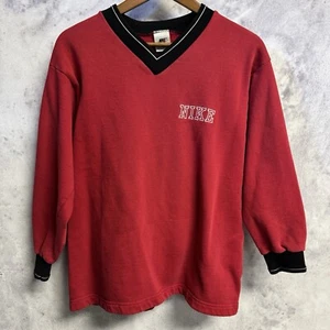 Vintage 90s Nike Sweatshirt Youth XL 18-20 V Neck Embroidered Athletic Red USA - Picture 1 of 11