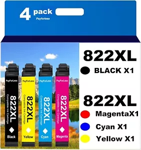 4Pack 822XL T822XL Ink Cartridge For Epson WorkForce Pro WF-3820 WF-4820 WF-4833 - Picture 1 of 5