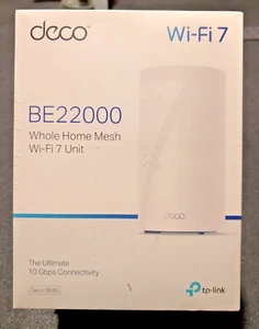 New Sealed TP-Link Deco BE85 BE22000 Tri-Band Mesh Wi-Fi 7 System - White - Picture 1 of 2