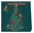 Robins Bird Xmas Tree Green Gift Bag - Medium - Sara Miller Christmas NEW