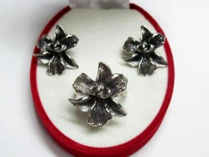 Vintage russisches Set Ohrringe Ring Sterlingsilber 925, Damenschmuck 16,49 gr - Bild 1 von 8