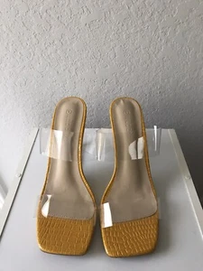 Women’s Wild Diva Frankie Clear /Yellow Wedge Heel Sandals Size 8- New - Picture 1 of 8